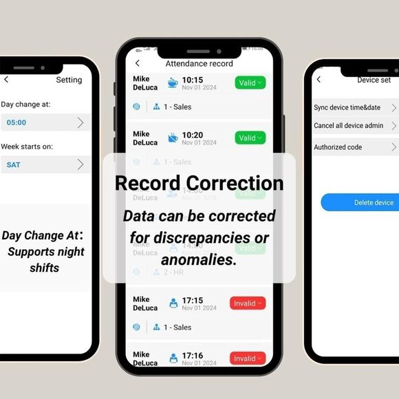 Time Clock, App-Based, Face, Card & Fingerprint Attendance Machine for Employees - Picture 5 of 14